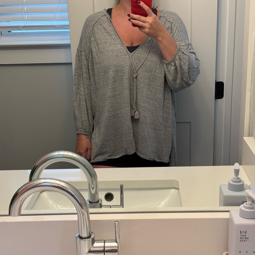 We The Free Heather Gray V-Neck Top